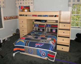 Bunk Beds with Step Drawers and Side Drawers 9 in total,  Full size below twin size above with mattresses $300