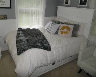 White full size captains Bed with mattress $250