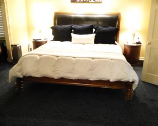 King Bed with Faux Leather Headboard and mattress $500