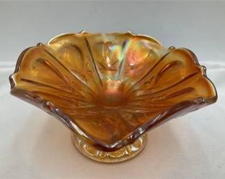 Lot 058  
1930’s Marigold Carnival Glass Candy Dish