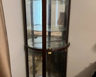 Corner glass curio cabinet