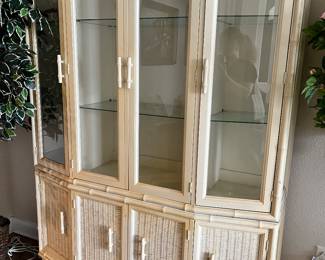 Vintage faux bamboo china cabinet 