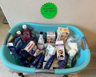 Basket of assorted toiletries 