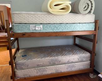 Twin mattresses. bunk bed and memory foam topper