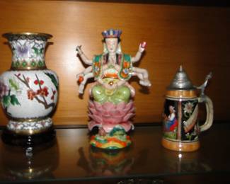 Kali statue and stein