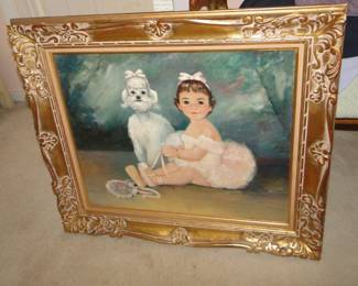 Ballet Girl with Dog Oil by Marion Rice $500