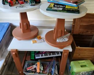 end tables & coffee table, toys