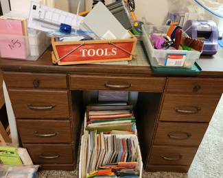 craft supplies, desk