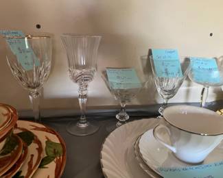 Glassware and crystal. Sets available of most pieces.
