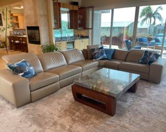 Roche Bobois - 5 pcs Leather Sectional sofa,( w/ auto  recline section). Can be broken up into diff sections to create smaller sofa, sep seating, etc..  ( cost $16,000 new) .. like new.. ask $ 3,900.