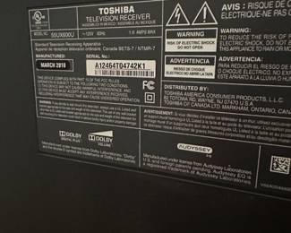 G14 - $50. Toshiba 56" Toshiba TV. From 2010. Model # 56UX600U. 