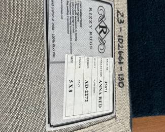 G22 - $125. 100% wool rug. Measures 5' x 8' from the Rizzy Rugs collection "Anna Red"