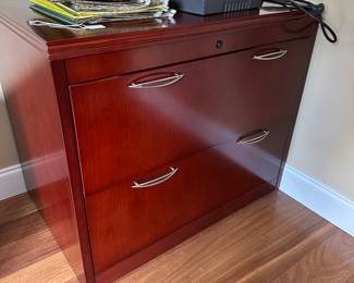 G41 - $75. Locking 2 drawer filing cabinet. Measures 24" deep x 36" wide x 30" tall 