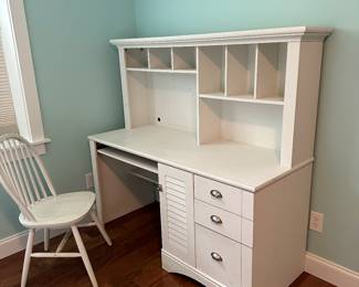G44 - $50. White desk & Chair.  Sturdy but it does show some wear. Bottom drawer sticks a little. 