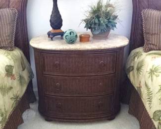 Marble top oval shaped nightstand