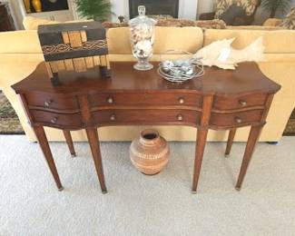 Traditional Cherry console table with decor
