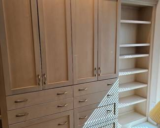 center built-in cabinet in office with pediment