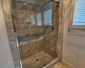 glass shower doors in master bath