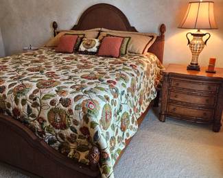 TOMMY BAHAMA KING SIZE BED. BEAUTYREST PILLOWTOP MATTRESS AND BOX SPRING