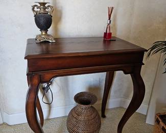 Antique leather top desk with queen Anne legs