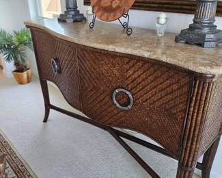 Marble top Rattan Tommy Bahama buffet