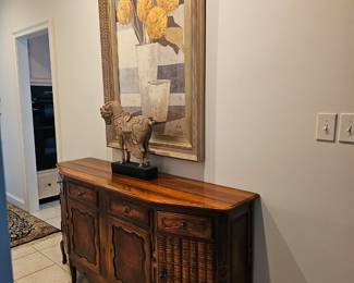 Console table and framed art