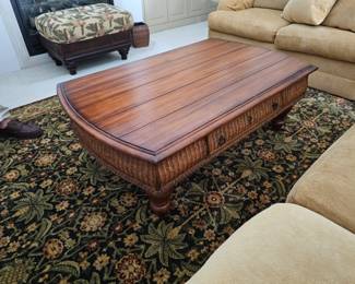 Thomasville coffee table with two drawers with Bamboo trim
