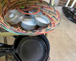 milk glass lids - cast iron