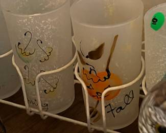 frosted hand painted seasonal glass set