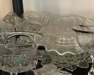 assorted pressed/cut glass