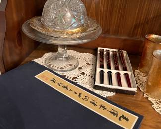 Cut crystal butter dish