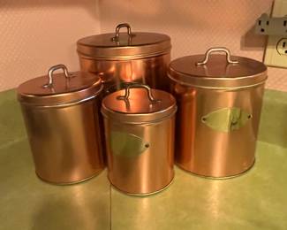 Vintage copper tone canister set