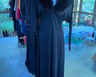 Mink collared evening gown