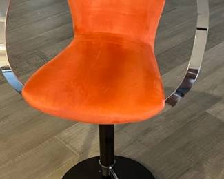 Orange suede adjustable/swivel bar stools (counter or bar height) (6 available - sold in sets of 2)