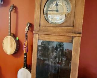 Antique Oak Grandfather clock Peerless by Matthias Bouerle late 19th century, Germany