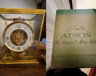 Le Coultre Cie metal caliber 526.5 Swiss, Atmos Mantle Clock, with box