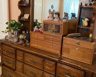 1980s Dresser, Queen Headboard, and matching nightstand