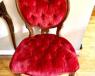 2 Victorian Red Velvet Chairs