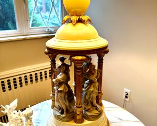Vintage Greek Roman goddess muse, porcelain lamp