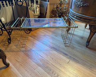 MCM bamboo and gold magazine tray table.