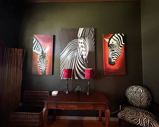 Zebra art, accent chair