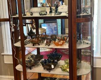 Showcase for sale - Items in showcase mostly Fenton
