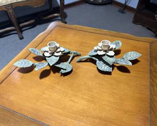 Set of 2 unique metal candle holders