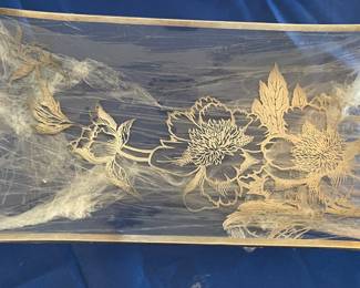 Vintage Silver on glass platter