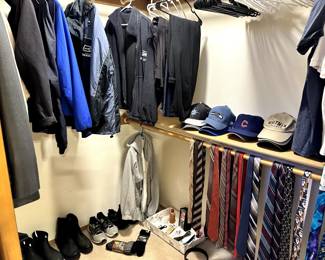 Men's clothing including Seahawks gear, ties, hats, shoes & belts