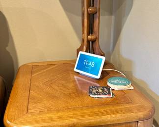 (2) wood end tables & (2) matching side table lamps