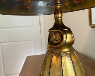 Rare Pittsburg/Nicholas Kopp lamp c.1921 Art deco period. 22"tall and 18" wide shade. Base is 7"wide. 12 1/2"T to the shade. Very good condition. The wire and plug needs redo. $2,600