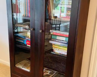 $195 Mahogany bookcase 42x60x12 glass doors & 1 drawer