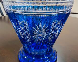 $100 Crystal blue cobalt 10 1/2 x 10 Champagne bucket