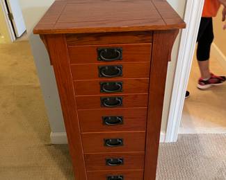 $90 Mission style jewelry chest 